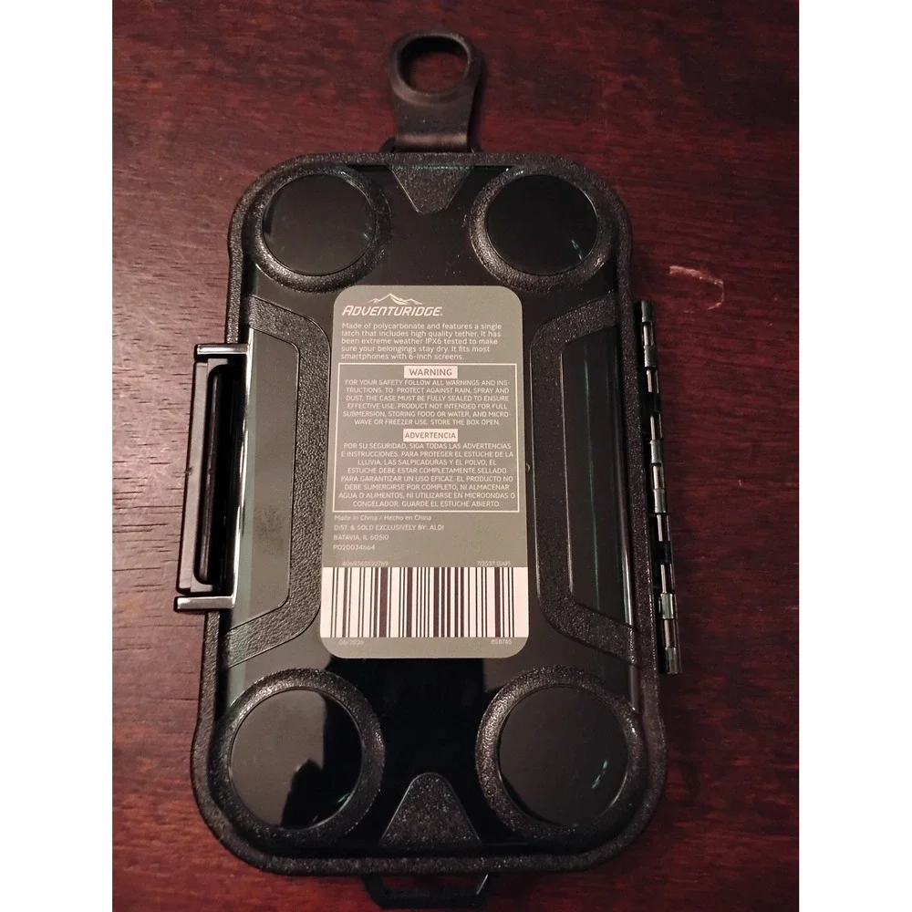 Adventuridge Watertight Smartphone Case IPX6 Tested Black Hard Shell Travel Box